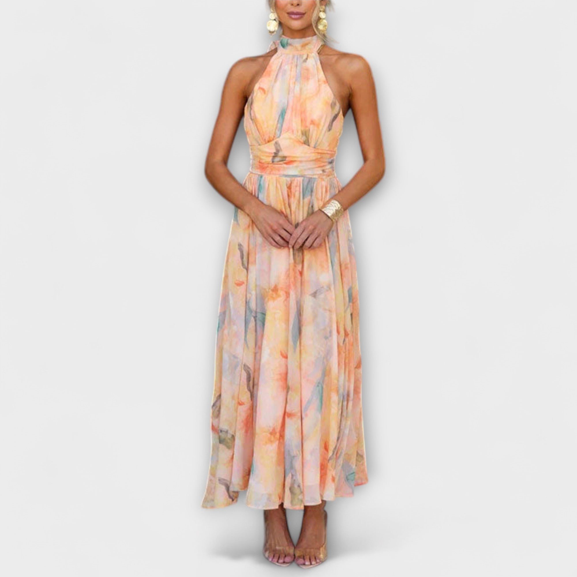 Isla™ | Halterneck Open Back Maxi Dress