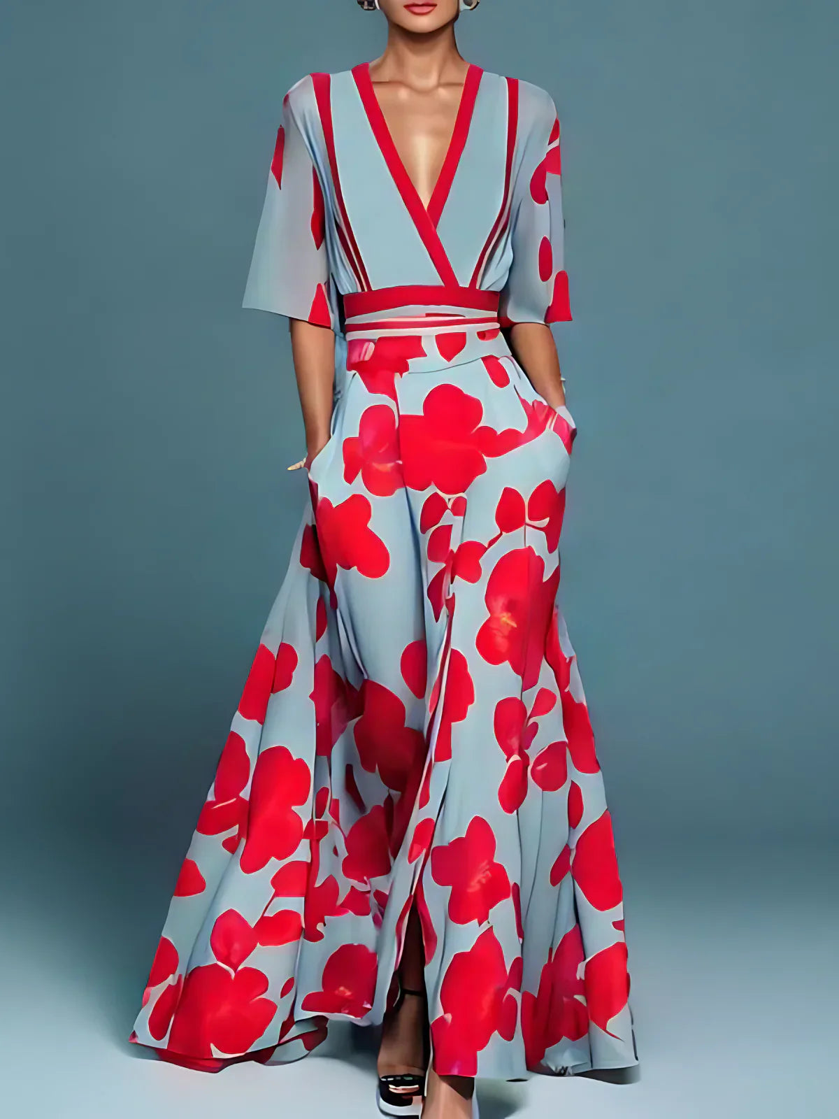 Laure™|Elegant floral wallet dress