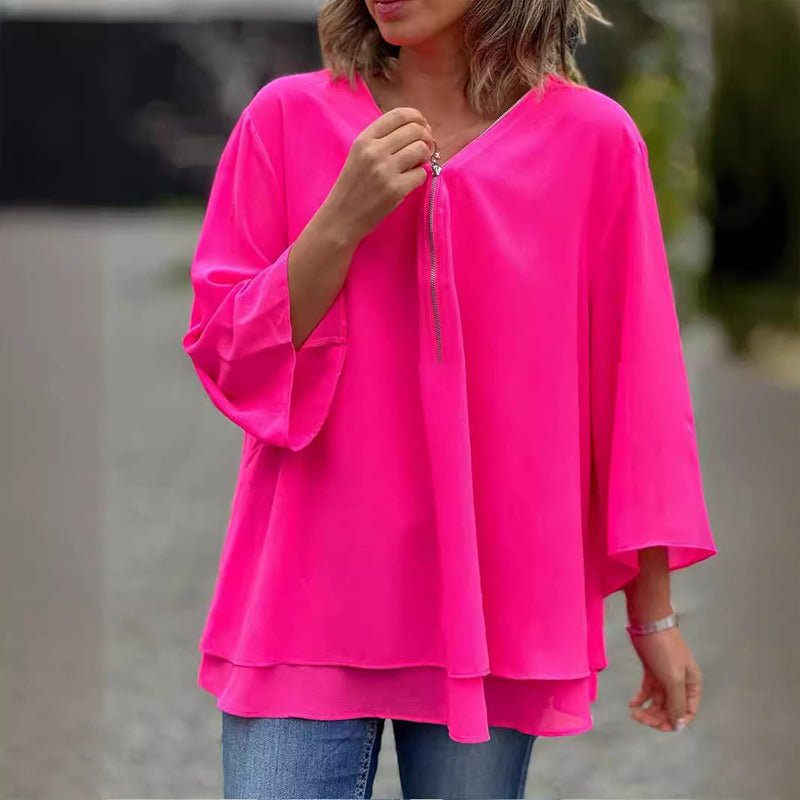 Lova™ | Chiffon blouse with zipper