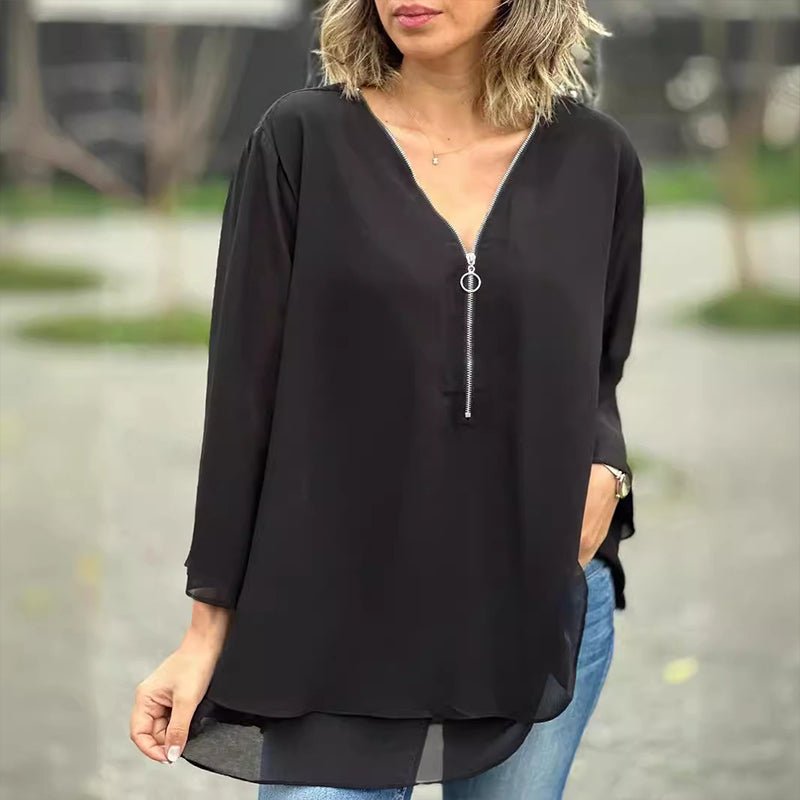 Lova™ | Chiffon blouse with zipper
