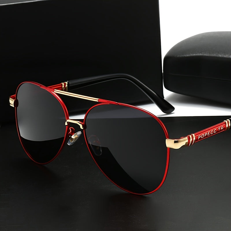 Scarlett™ – Retro Large Metal Frame Glasses in Red & Gold (1+1 Free)