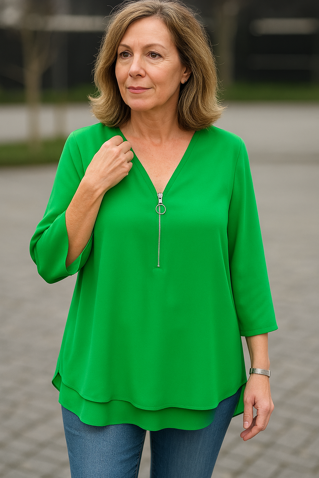 Lova™ | Chiffon blouse with zipper