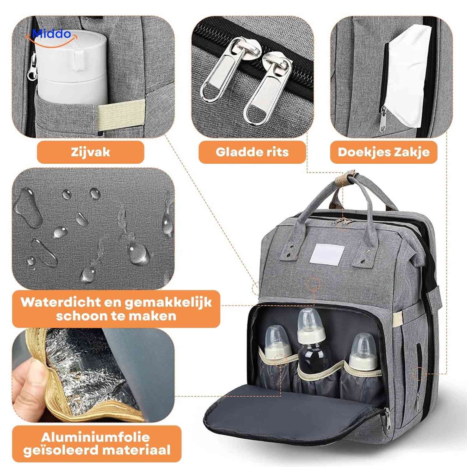 BabyLuxe™ Rugtas | Vouwbaar Babybed, Anti-Mug & Grote Capaciteit