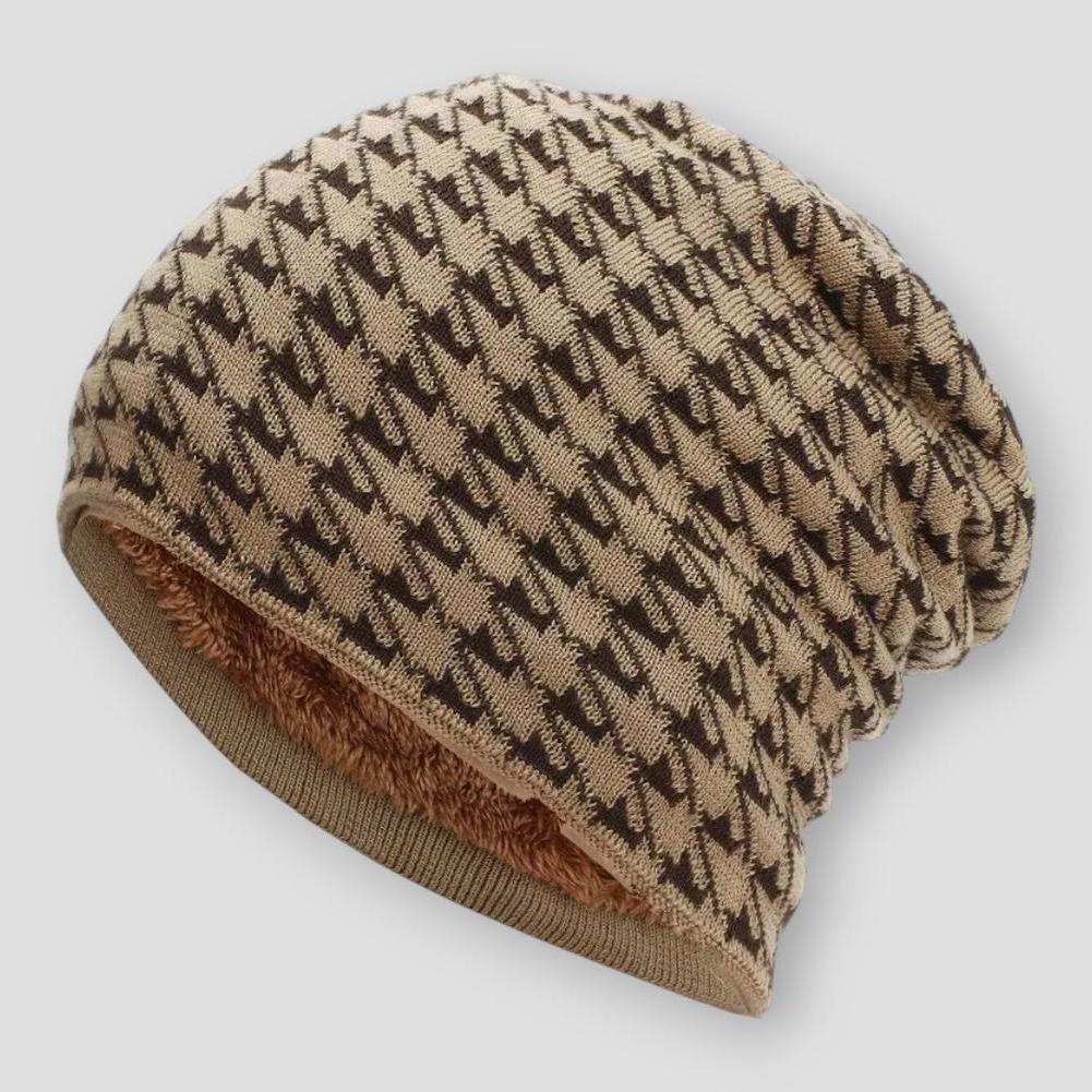 Crestbourne™ | Houndstooth Knit Beanie