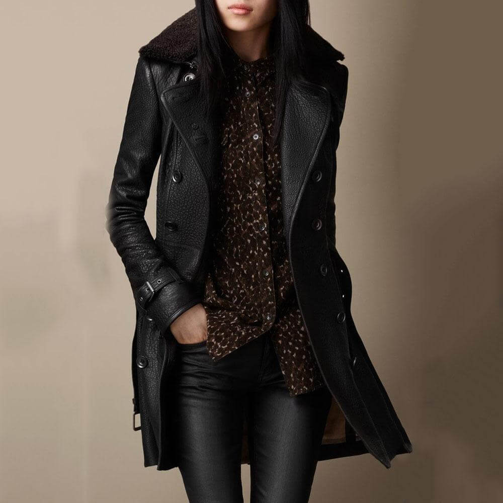 Fiona™ | Luxury leather trench coat