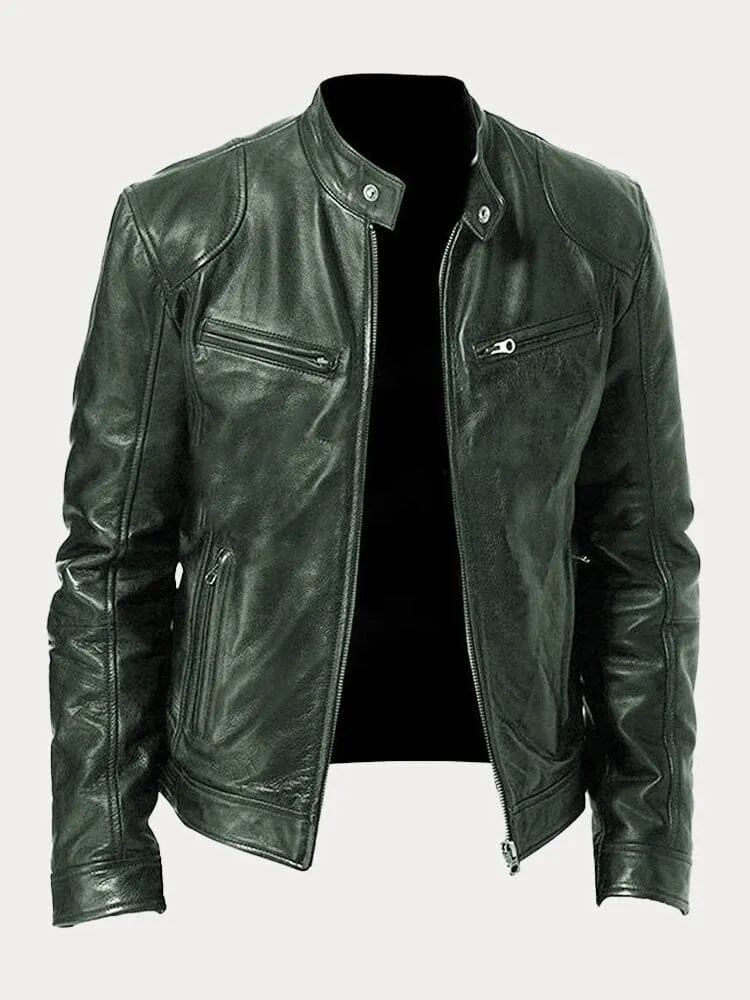 Enzy™ | Casual faux leather jacket