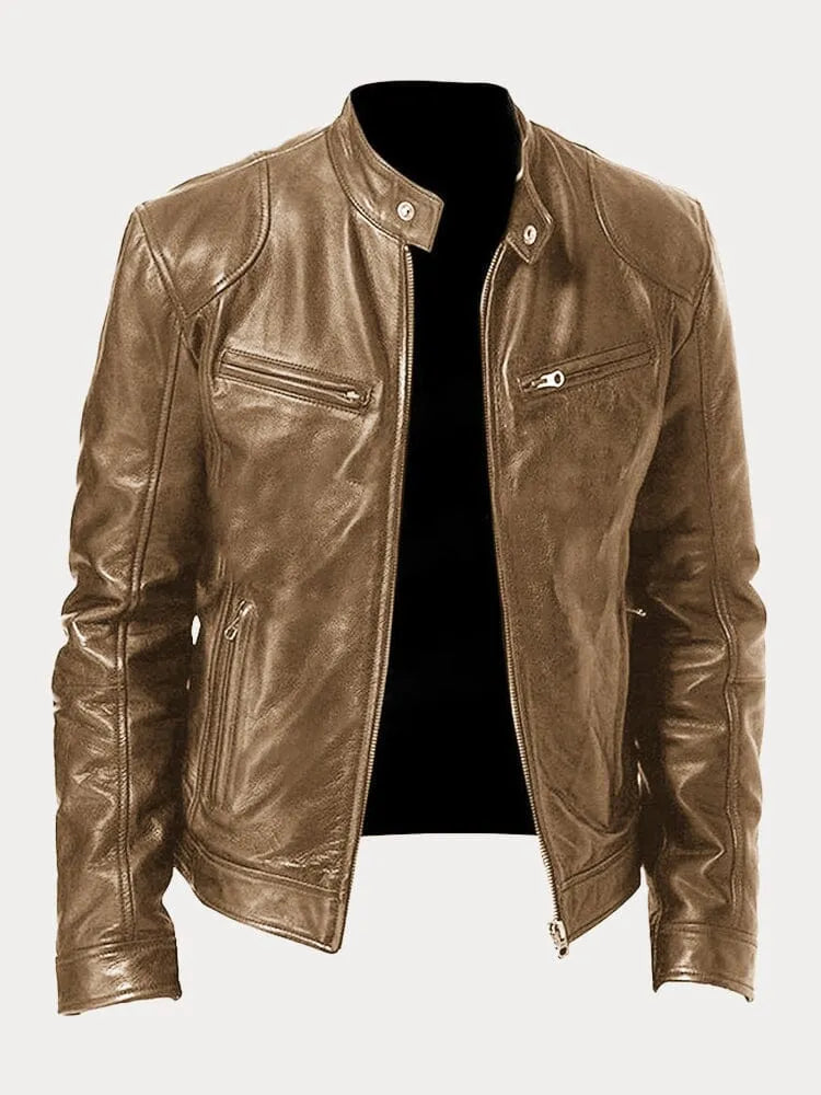 Enzy™ | Casual faux leather jacket