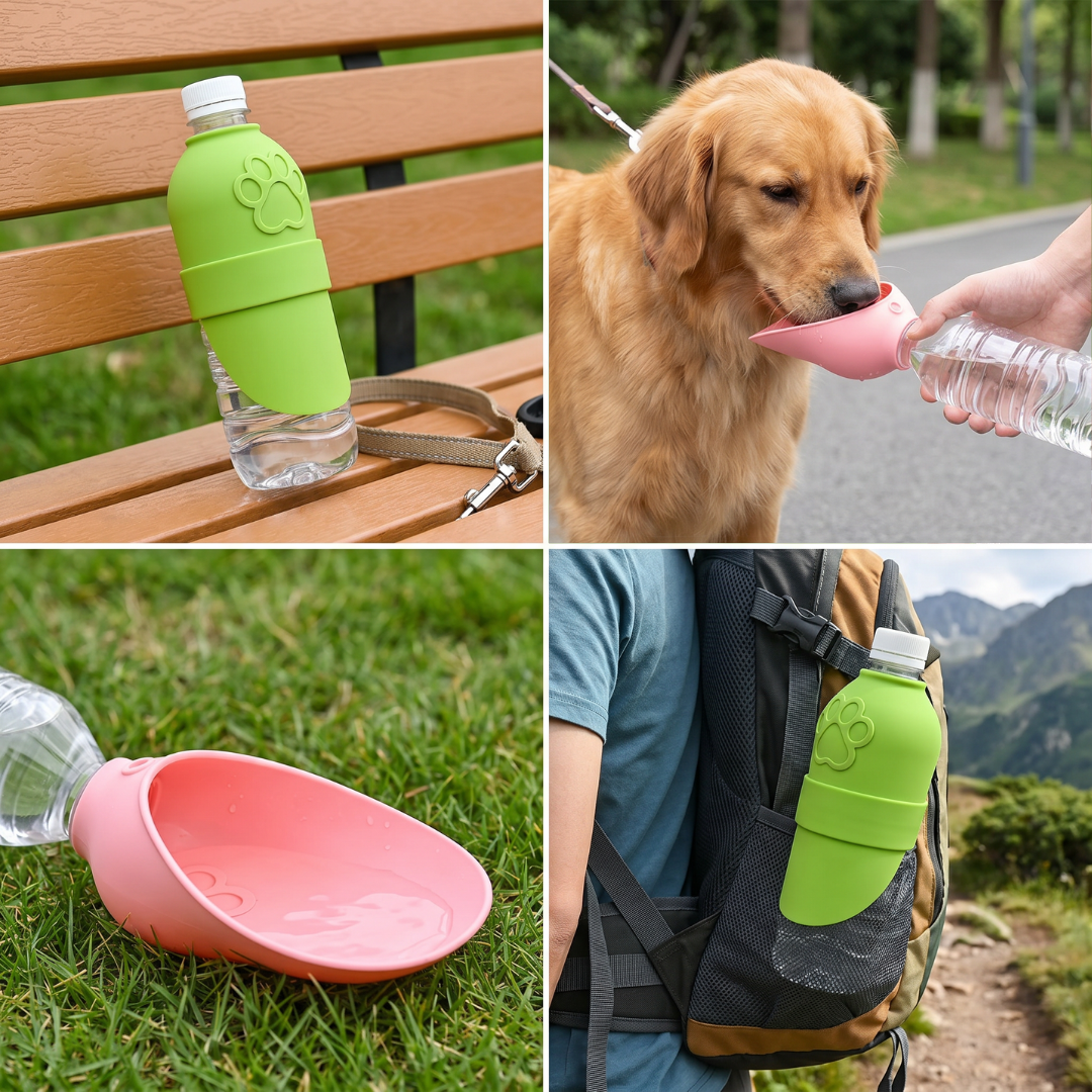 Siliconen Drinkopzetstuk voor Flessen - Dé musthave voor honden onderweg