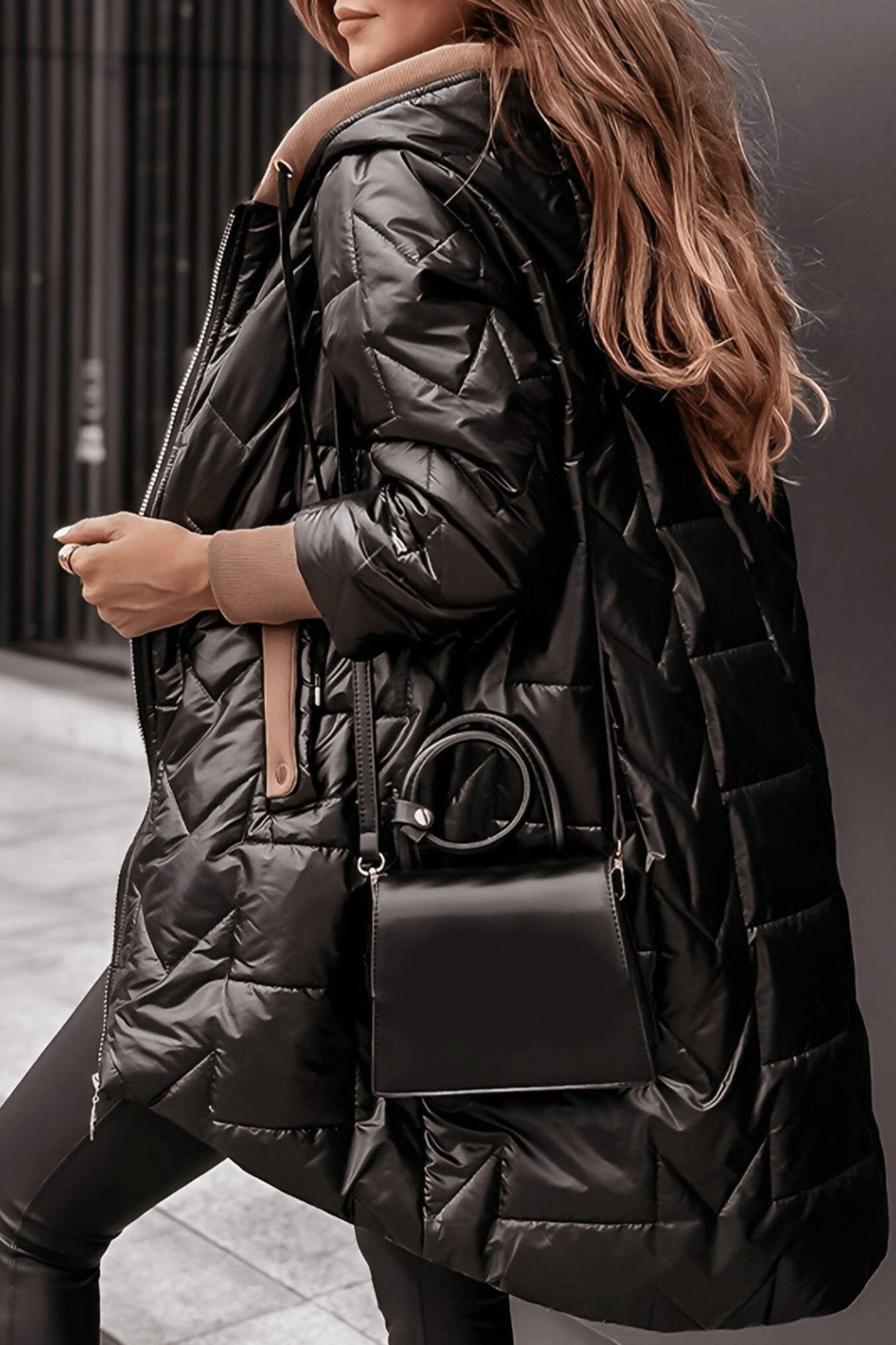 Leila™ | Hooded winter jacket with zipper in solid colors