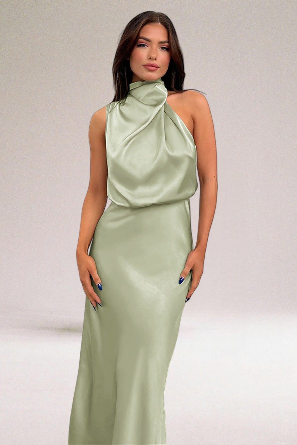Flavia™ | Glamorous satin dress with halterneck