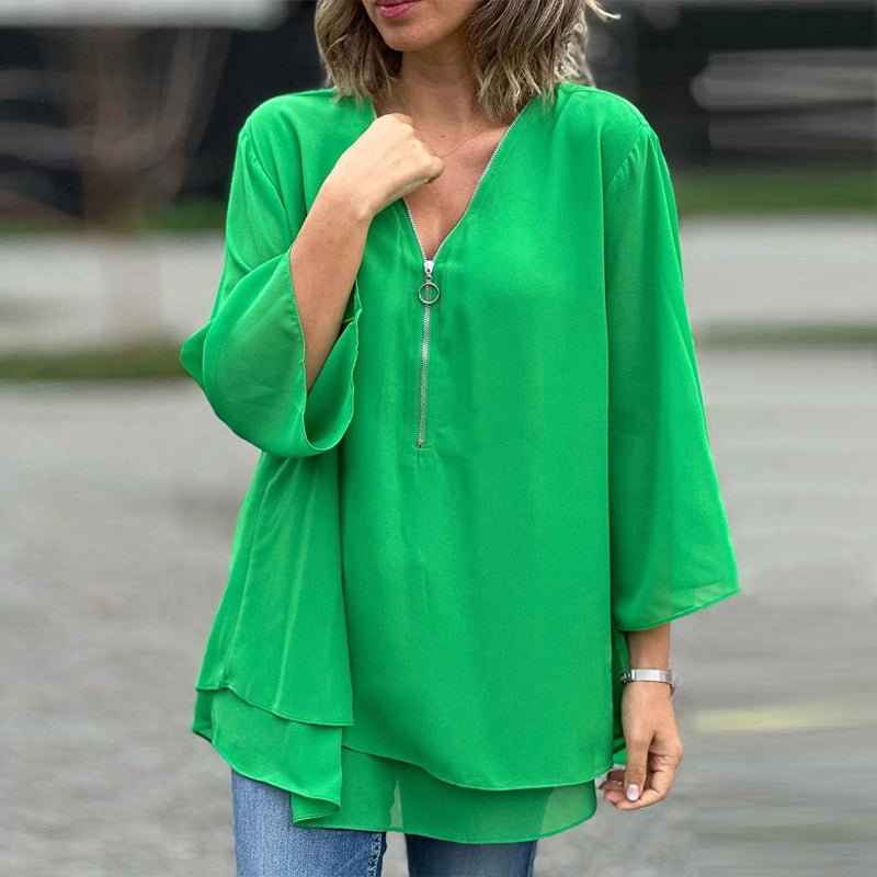 Lova™ | Chiffon blouse with zipper