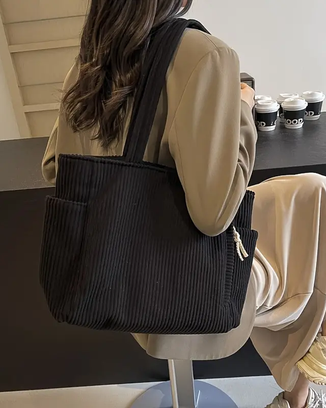 Tilda™ | Ribbed Tote Bag with Cord Detail