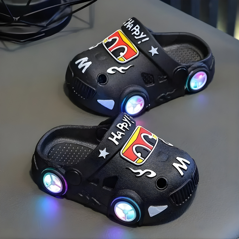 FlashWheels - Schattige cartoon auto slippers met gekleurde lichtjes en antislipzool