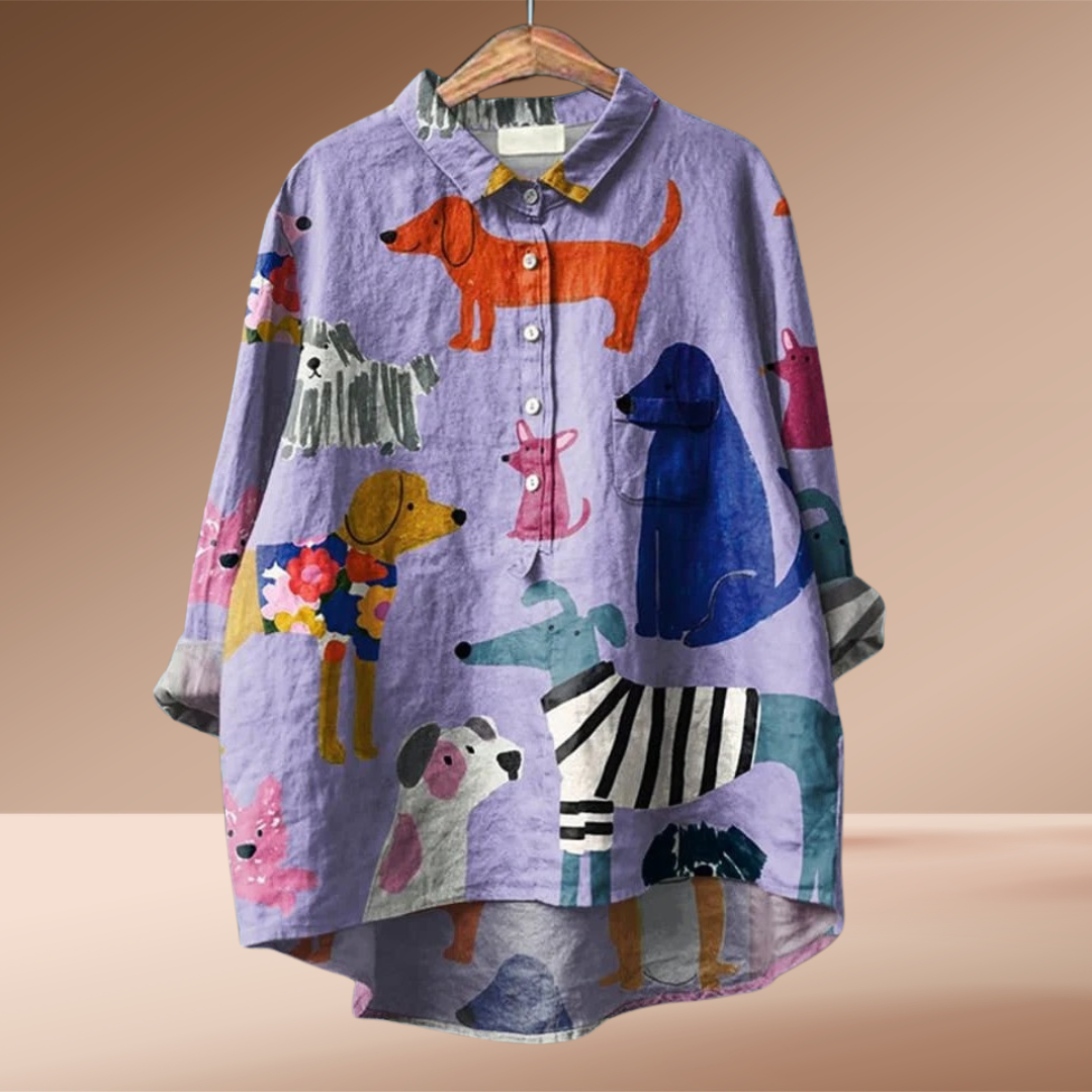 Linda™ | Exclusive women's blouse with dog print