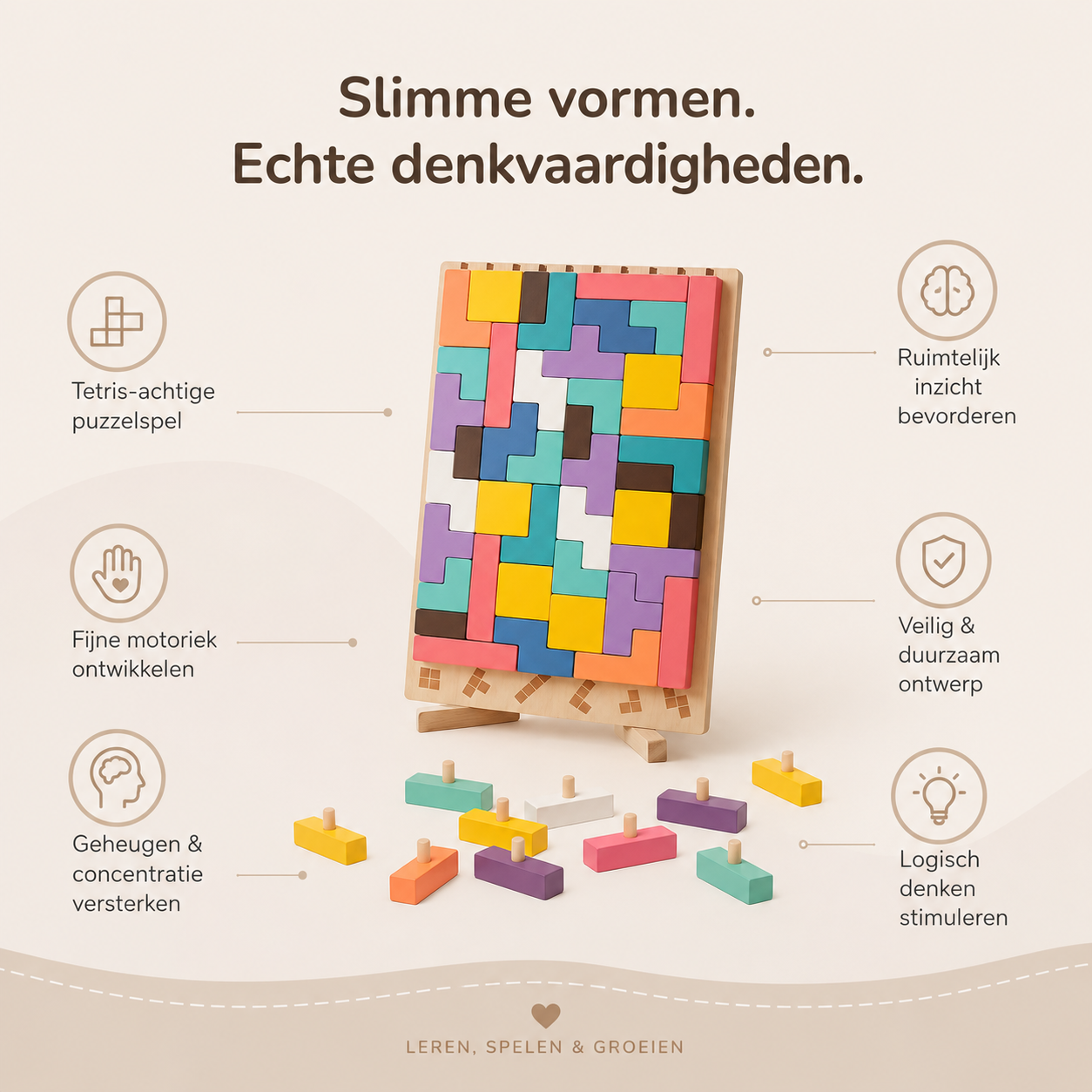 Montessori Houten Tetris - Educatief Stapelspel