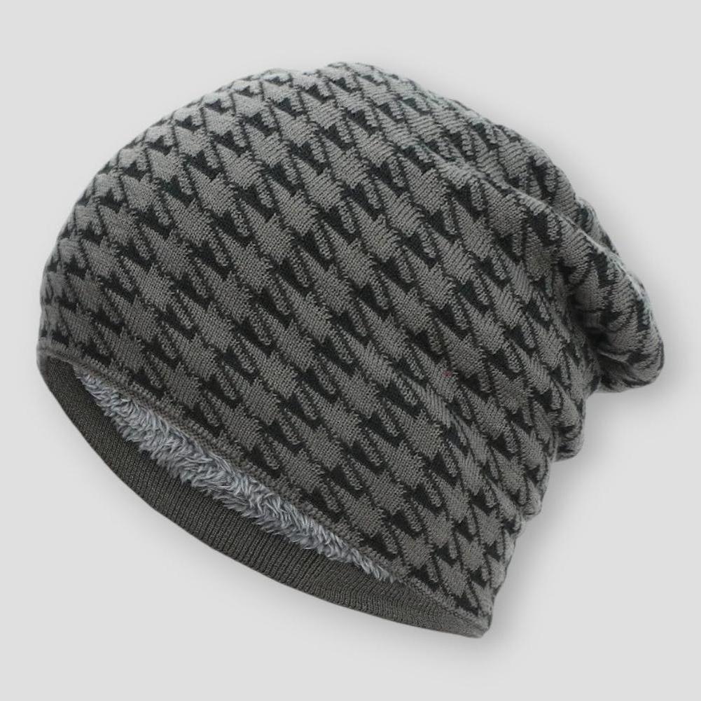 Crestbourne™ | Houndstooth Knit Beanie