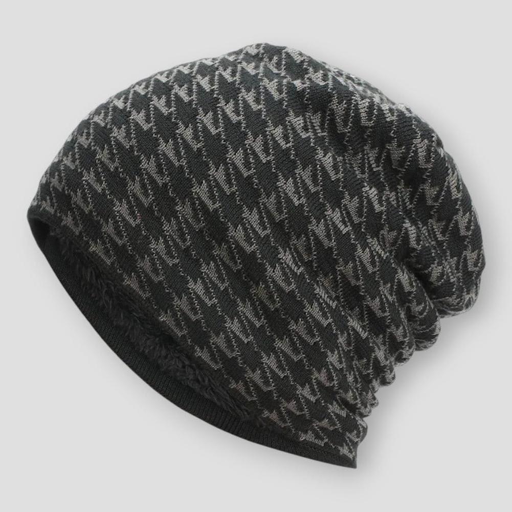 Crestbourne™ | Houndstooth Knit Beanie
