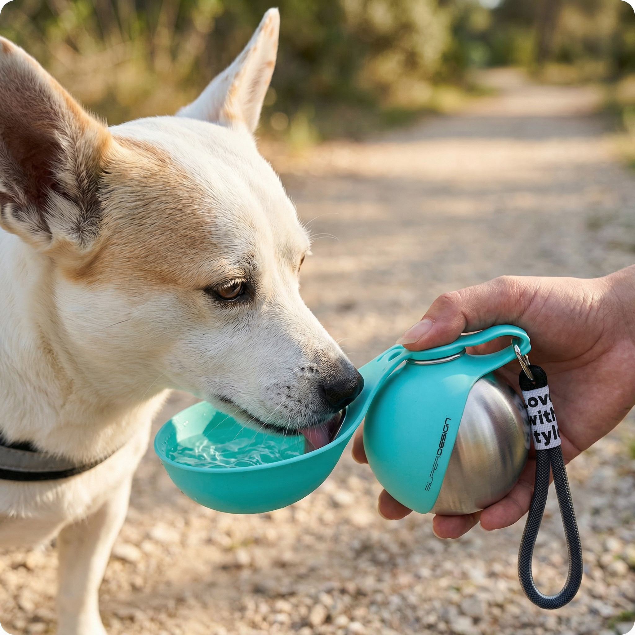2-in-1 Reisdrinkfles voor Honden – Lekvrije Roestvrijstalen Waterfles met Siliconen Drinkbak