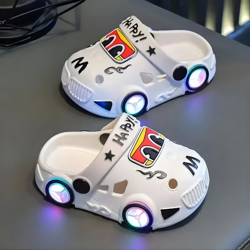 FlashWheels - Schattige cartoon auto slippers met gekleurde lichtjes en antislipzool