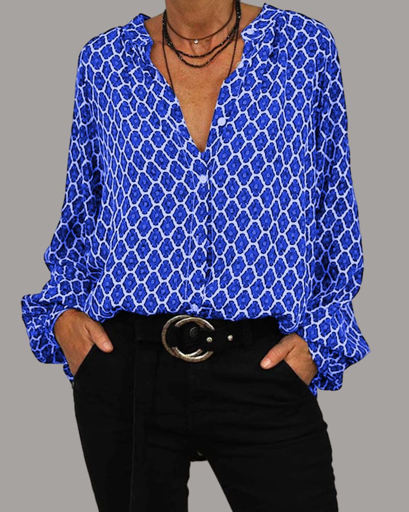 Ylva™ | Relaxed V-neck Midi Shirt