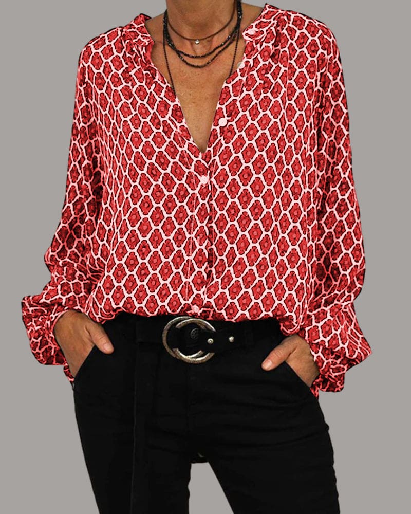 Ylva™ | Relaxed V-neck Midi Shirt