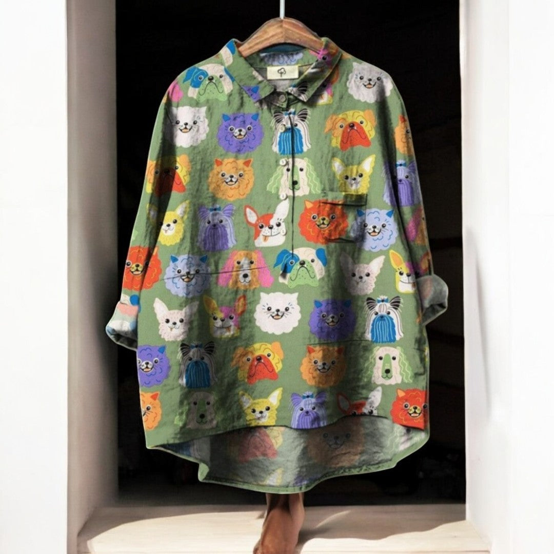 Linda™ | Exclusive women's blouse with dog print